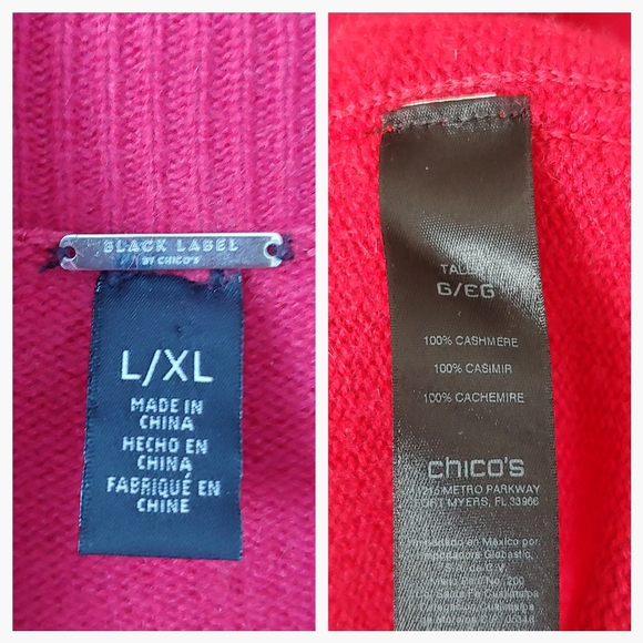 Chico's Cashmere Knit Poncho Sweater Black Label Red Size Large / X-Large - Picture 16 of 16